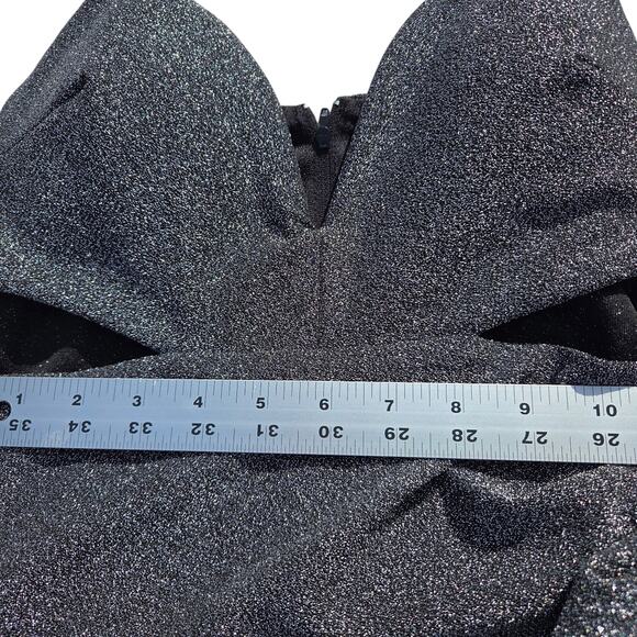 Windsor black & silver shiny cocktail above knee dress size M - Picture 8 of 11